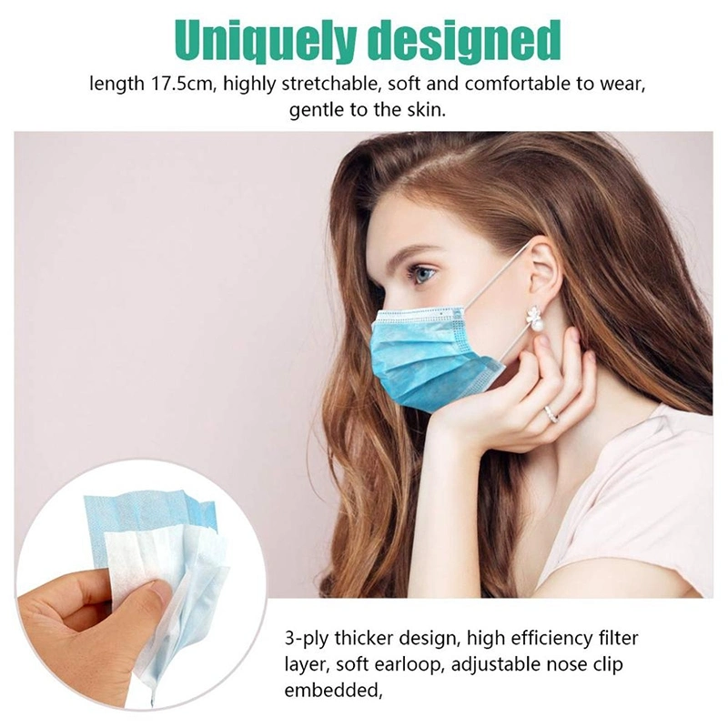 Non Woven High Quality Civil Use Wholesale Hypoallergenic Pleated Earloop Face Mask Disposable