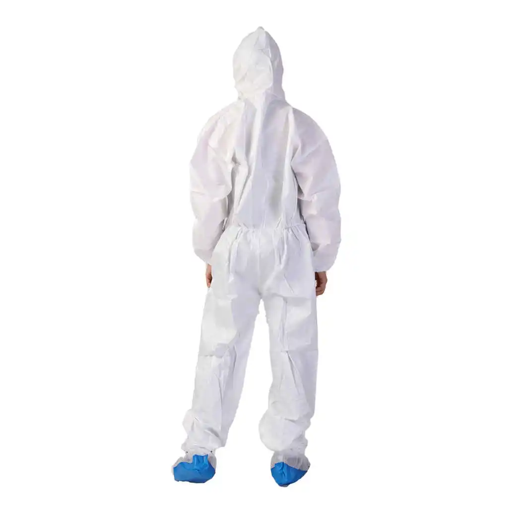 Disposable Waterproof Microporous Anti Static Isolation Hooded Industrial Safety Protective Clothing Non Woven Coverall Suit