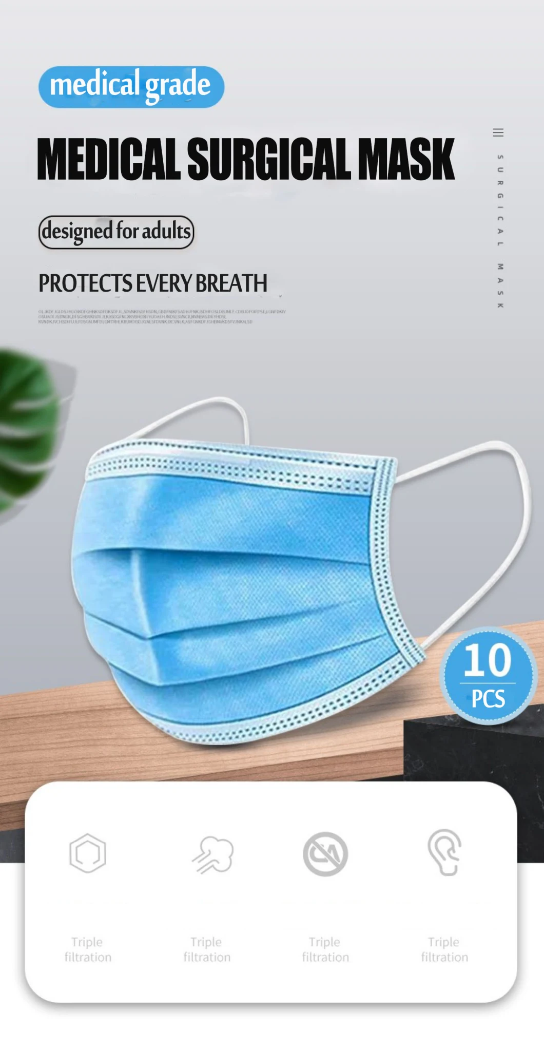 Medical Surgical Disposable Masks for Adults 10 Meltblown Cloth Protective Masks